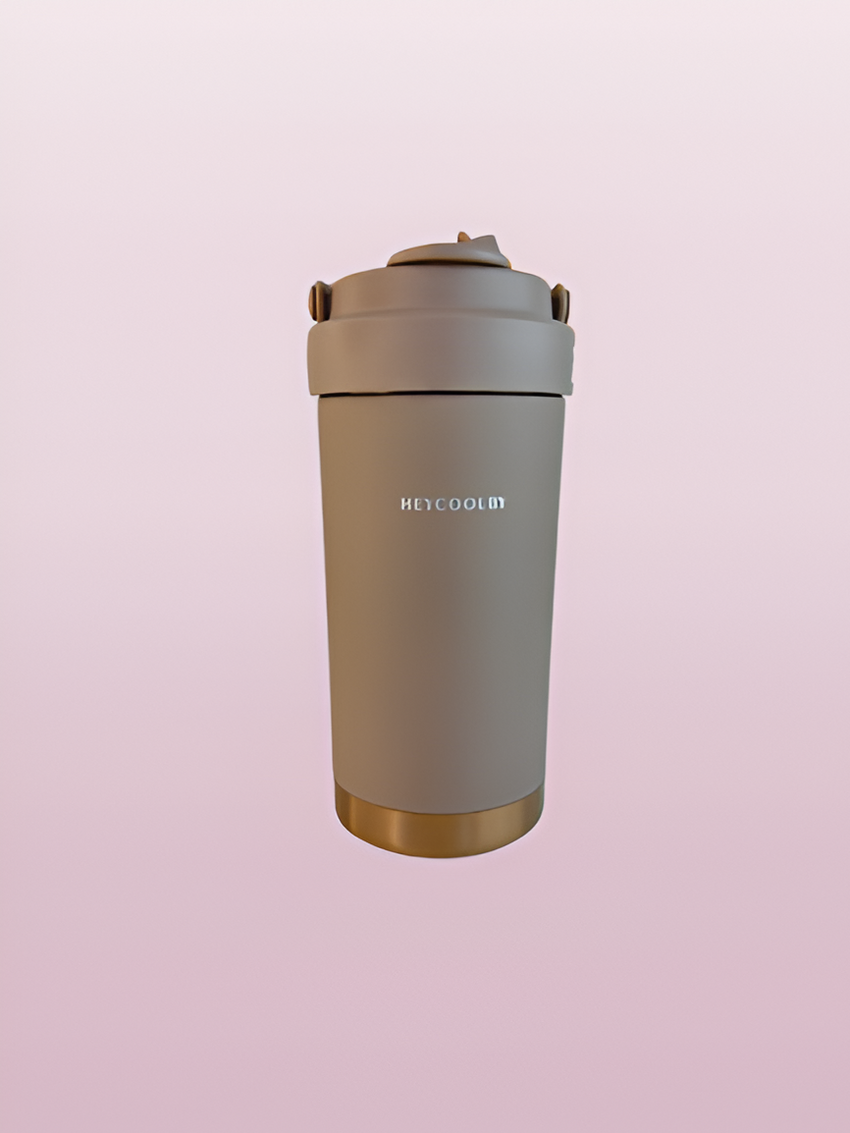 Insulating coffee mug with opening